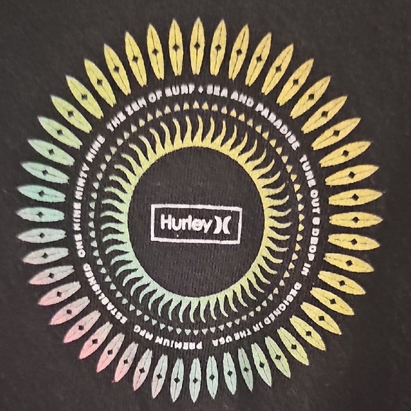 Hurley Black Short Sleeve Tee with Green Logo - Picture 3 of 5